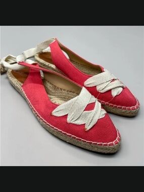 NEW J Crew Shoes Womens 9 red brown ballet espadrille flats lace up preppy boho